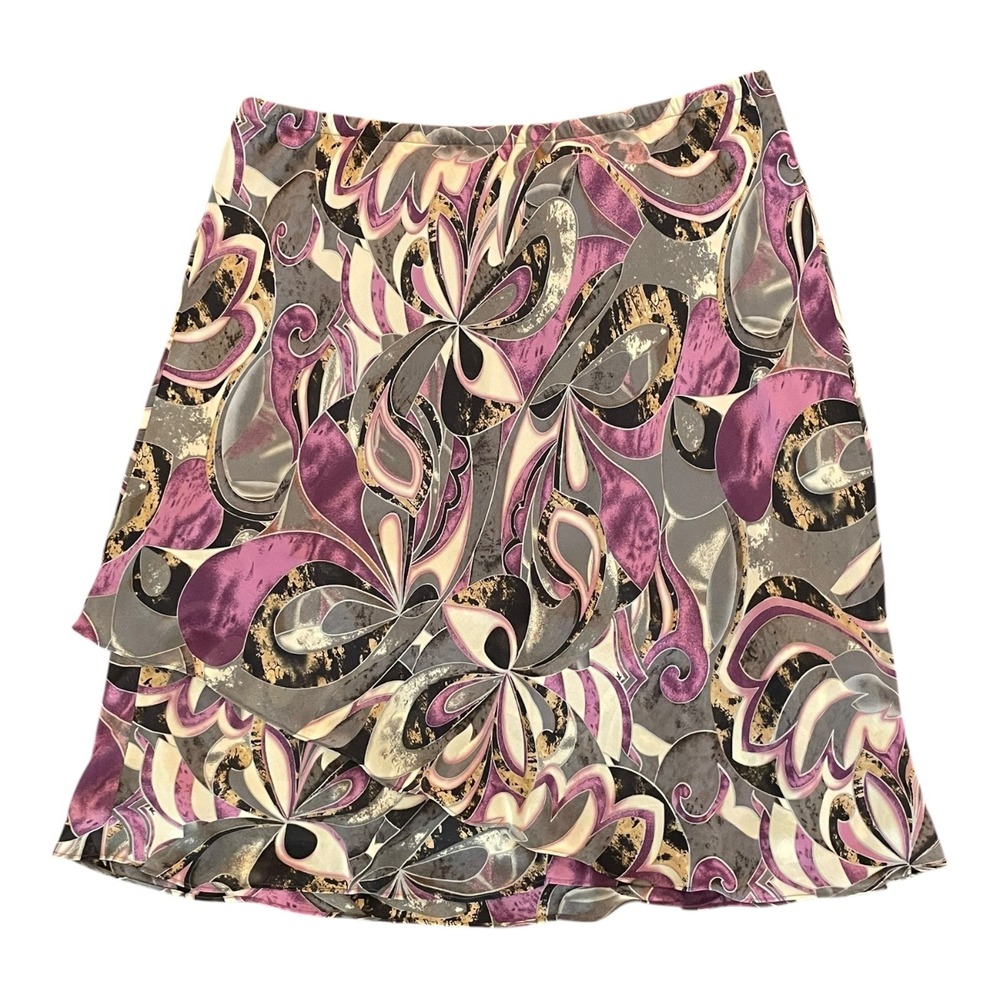 KSL Abstract Printā Skirt Tiered Ruffle Hem Party Career Plus Size 20W